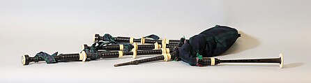 Great Highland Bagpipe/ Piob Mhór, Robert MacKinnon (Scottish, active Glasgow 1875–1902), wood, ivory, horn, cloth, Scottish